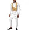 Roupas étnicas Seaalp Terno Masculino Africano 2 Peça Dashiki Jacquard Shrit e Calças Roupas Traje Tradicional Roupas de Casamento