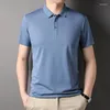 Polos pour hommes Polos Hommes Mulberry Soie Coton Été Mode Simple Revers Solide Mucolor Lti-Couleur Manches Courtes Tops Tees Vêtements