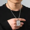 Moda Allah 14K Collana in oro bianco Fascino islamico Arabo Rettangolo Pendenti Collane Regalo Islam Musulmano Corano BOX Catena di gioielli Regalo per gli uomini