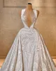 Modern Shine A-Line Wedding Dress Jewel 3D-Lace Ball Gown Plus Size Detachable Train Bridal Gowns Dress Vestido De Novia Size Color Customized D-H23830