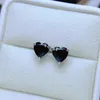Stud Earrings FS Natural Topaz/Black Spinel Heart-shaped Ear Studs S925 Sterling Silver Fine Charm Jewelry For Women With Certificate