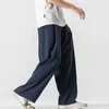 Pantalon Baggy décontracté pour hommes, taille élastique, droit, différentes couleurs unies (noir/gris/abricot/blanc/marine)