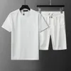 Neue Männer für Kurzsportwear-Modedesigner T-Shirt Shorts 2-teilige Festkörpermarke Set hochwertiger Männerdesigner Sportswear