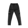 Vår- och höstens arbetskläder Pants Men's Fashion Brand Elastic Multi-Bag Reflective Straight Sports Fitness Casual Trousers 240124