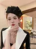 Berets British Retro Mesh Wool Beret Female Japanese French Top Hat Socialite Light Luxury Veil Headdress