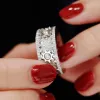 Anéis letmexc venda quente roda da vida personalizada anel de engrenagem de diamante completo moissanite d cor vvs1 925 anéis de casal de prata