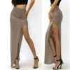 Saias 2024 Saia de cintura alta Sexy Mulheres Long Lady Novidade Open Side Split Slit Maxi