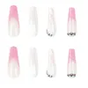 False Nails 24 Pcs Full Cover Long Press On French Tip Fake With Rhinestones