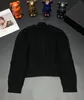 2024新しいファッション高品質の女性服デザイナーCレター刺繍エレガントな黒いウール編みの編み物SML