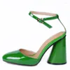 Sandaler sexiga höga klackar sommarskor kvinna lyx 2024 Stor storlek 46 Brand Green Women's Ankle Straps Party Wedding Ladies