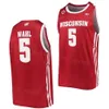 Üniversite Basketbol 23 Chucky Hepburn Jersey Wisconsin Badgers College 22 Steven Crowl 5 Tyler Wahl 25 John Blackwell 11 Max Klesmit 2 AJ Storr Siyah Kırmızı Beyaz