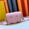 Sacs de qualité miroir Mini Bumbag Designer Taille Sac Ceinture de luxe Sac de poitrine Rose Sérigraphie Bandoulière Sac à bandoulière Femme Portefeuille M82347