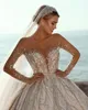 Sleeve Simple Long Wedding Dresses Ball Gown Elegant V Neck Sequined Lace Pearls Bridal Dress Custom Made Gowns S