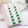 Dangle Earrings Jade Bead Charms Jewelryチャームアミュレットファッション彫刻本物の女性925シルバーギフトチャイニーズストーンエネルギー緑の自然