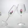 Criativo 3d rosa vidro rosa build-in vermelho branco copos de vinho copo taças taças flauta champanhe casa adorável presente