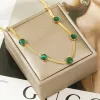 New Fashion Flat Snake Chain Choker Necklace Female 14k Yellow Gold Green CZ Necklace for Women Jewelry Gift