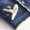 Jacket For Girls Boys Autumn Winter Plus Cashmere Thicken Jeans Coat Children Clothes Warm Fashion Baby Denim Jackets 26Y 240122