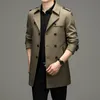 High Quality Blazer Men British Style Office Business Casual Meeting Work Simple Middle-aged Gentleman Jacket Long Trench Coat 240124