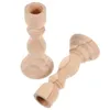 Candle Holders 2pcs Wood Pillar Stand Rustic Wooden Taper Holder Desktop Candlestick