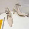 Sandaler andningsbara höga avslappnade kvinnors spetsiga klackar spetsar upp tå mode sexig för kvinnor breda hälskor storlek 12