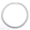 Partihandel Fashion Hip Hop Jewelry S925 Sterling Silver Choker Three Layer Moissanite Cuban Chain Necklace