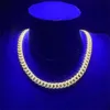 Kubanska mäns halsband Silver 14K Vitt guld Moissanite Stone Sätt smycken Vermeil Iced Out 9mm Cuban Link Chain