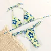 Mulheres de banho tanga biquini floral impressão biquíni feminino maiô 2024 biquinis beachwear string sexy conjunto maiô