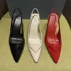 Klassiker-Rückenriemen, Hochzeit, spitze Zehen, Stiletto-Absatz, Abend-Echtleder, Slingback, Designer-Kleiderschuhe, Party, High Heels, Dreieck, dekorativ, mit Box