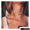 Chokers 15 Style Simple Bead Pearl Choker Halsband Crystal Leaf Tassel Chain Halsband för kvinnor Fashion Jewelry Prom Access DHGARDE DHP4Q