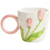 Kubki Tulip Wzór Łatwy do czyszczenia gładki wysokiej jakości Mellow Ceramics Uchwyt Rękoch