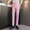 Men's Suits England Style Suit Pants Colors Slim Fit Straight Long Trousers Formal Business Work Uniform Wedding Bottom Plus Size