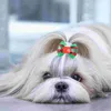 Hundkläder 10 datorer Julbåge Santa Claus Snowman Pet Head Dress Gifts Bows For Dogs Rubber Band Accessories Small Polyester
