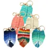 Keychains 6 PCS Handvävd bomullsrep Tassel Keychain Leaf Pendant For Women Cute