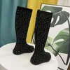 Stivali con plateau in cristallo punk da donna lunghi alla moda dietro al ginocchio alti Botas da donna eleganti scarpe con fondo spesso calzature invernali