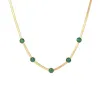 New Fashion Flat Snake Chain Choker Necklace Female 14k Yellow Gold Green CZ Necklace for Women Jewelry Gift