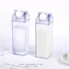 US WAREHOUSE 17oz 500ml Milk Bottle Water Tumbler Milk storage box Transparent Square High Capacity Cup Plastic Coffee Drink Mug O278K