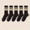 Chaussettes pour hommes 5 paires couleur vintage rayé longueur moyenne en plein air absorbant la sueur coton chaussettes de sport hiver tuyau antibactérien