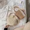 Waist Bags 2024 Summer Straw For Women Rattan Bag Pearl Chain Handmade Woven Beach Crossbody Female Messager Handbag Totes