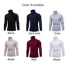 Herrtröjor Turtleneck tröja Mens Pullover Casual Fiting High Collar Stick Long Sleeve Solid Color Comfy