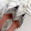 Amina Muaddi crystal-embellished heel pumps Wedding Evening shoes brightly butterfly Genuine leathers sole Slingback sandals PVC women's Luxury Designers with box