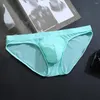 Underpants Ice Silk Sexy Underwear Men Briefs Seamless Breathable Panties Bikini Solid Low Waist Soft Transparent Underpanties