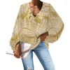 Женские блузки, женский топ с пышными рукавами, шифоновая блузка с полинезийским принтом на заказ, модная женская элегантная рубашка