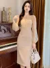 Casual Dresses 2024 Exquisite Elegant Prom Dress Women's Fashion Sexig Sheer Mesh Spliced ​​Pearl Diamond Slim Robe Femme Evening Party