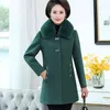 Kvinnors dikerockar 2024 Woolen Coat Women Autumn Winter Lägg till bomull tjockare päls krage 5xl jacka mode mamma kostym