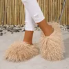Gratis fraktdesigner Casual Platform Plush Slides tofflor Män Kvinnan håller varma med plyschlätt viktstorlek supermjuka sulor Platta sandaler 36-49