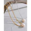 Perle naturali senza ossidazione Perline Chic Collana squisita Catena sottile Oro giallo 14k Minimalista Collare con ciondolo Gioielli da donna