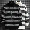 Men's Sweaters 2024 Autumn Sweater High Collar Youth Pullover Solid Color Knitted Shirt Clothing