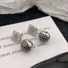 Loews Earrings Designer Quality Luxury Women Geometric Square Metal Style With Light Hollow Out Sense Round Ball Autumn And Winter Super Sparkling Versatile