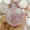 Dekorativa figurer 40-45mm Pink Rose Powder Crystal Quartz Natural Sphere Ball Healing Stone Home Decoration Lovers Gifts