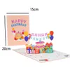 5 Pack födelsedag 3D gratulationskort gåva blandade mönster pop -up bulk för mamma barn pappa 240118